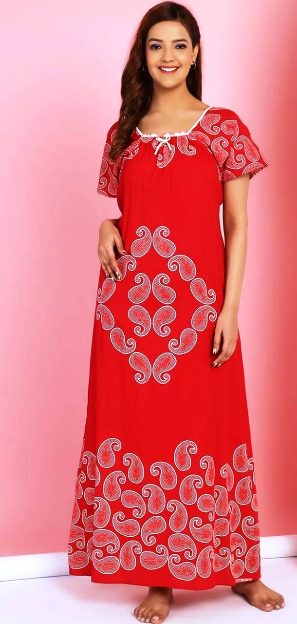 SIA Nighty for Women Cotton Printed Maxi Gown-4