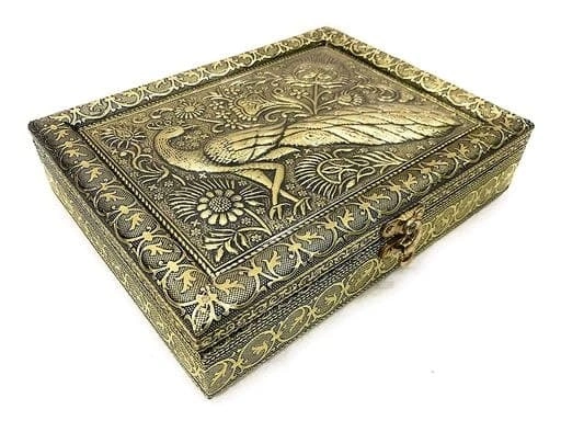 Wooden Empty Dry Fruit Box | Peacock Golden Big Wooden Decorative Dry Fruit Box | Diwali Gift Box | For Home | Shop | Guest Room-1