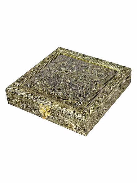 Dry Fruit Box Wooden Antique Peacock Design Mukhwas Box/Diwali Dry fruit Container-DRYFRUIT2PEACOCK