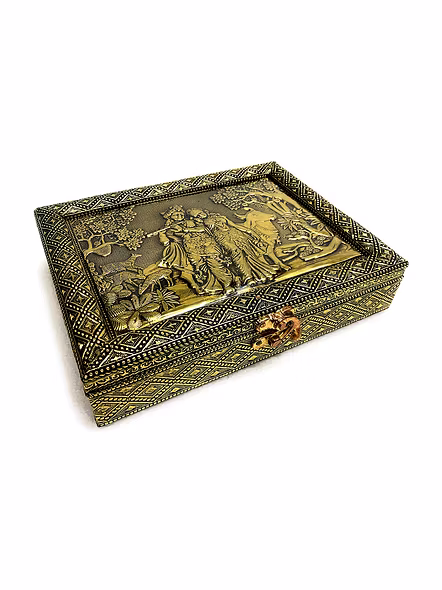 Handicraft Empty Dry Fruit Gift Box/Marriage Gift Box/Wooden Dry Fruit Box/Sweets Box/Gift Box, Supari Box (Four Section Box)-DRYFRUITRADHAKRISHNA