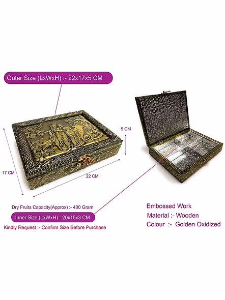 Handicraft Empty Dry Fruit Gift Box/Marriage Gift Box/Wooden Dry Fruit Box/Sweets Box/Gift Box, Supari Box (Four Section Box)-3