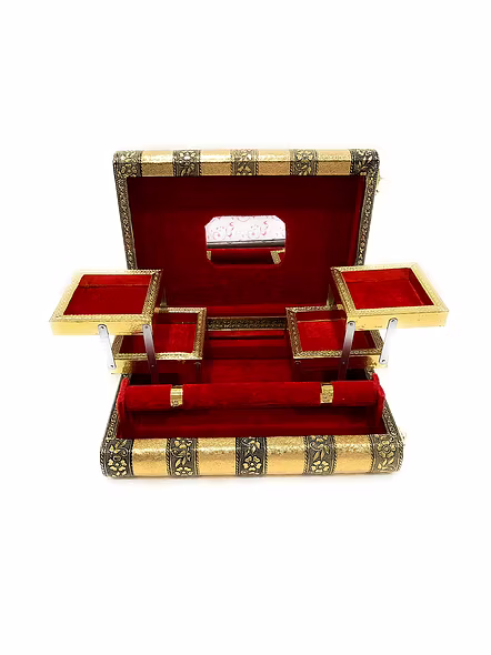 Handicrafts Hand Crafted Vanity Box Jewelry Holder, Makeup Box, Bangle Holder Vanity Box Jewelry Holder, Makeup Box, Bangle Holder Vanity Box (Golden)-3