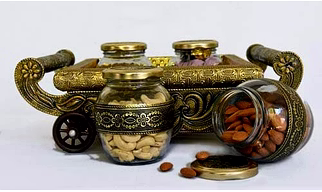 Wooden Tray And Jar Set For Dry Fruit | Wedding Return Gift Wooden Dry Fruit Tray With Handle| Mukhavashdani | Wedding Return Gift And Decorative Wooden Gift Box