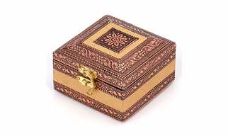 Wooden Jewelry Box for Marriage, Anniversary Return Gift (4 INCH x 4 INCH x 3 INCH )