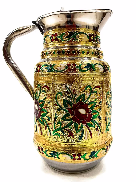 Stainless Steel Meenakari Decorative Floral Jug, Water Pitcher - 1.5 L-FloralJug