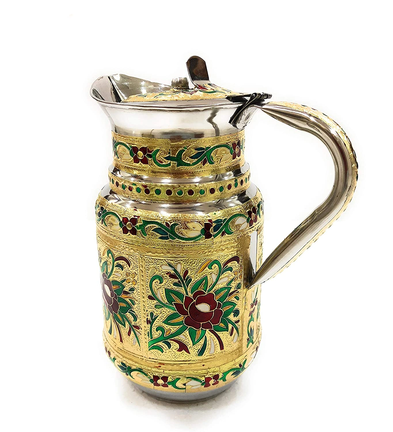 Stainless Steel Meenakari Decorative Floral Jug, Water Pitcher - 1.5 L-1