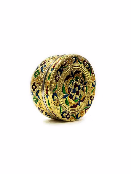 Stainless Steel Container Box Meenakari Storage Box/Chapati Box/Roti Box-MEENADABO
