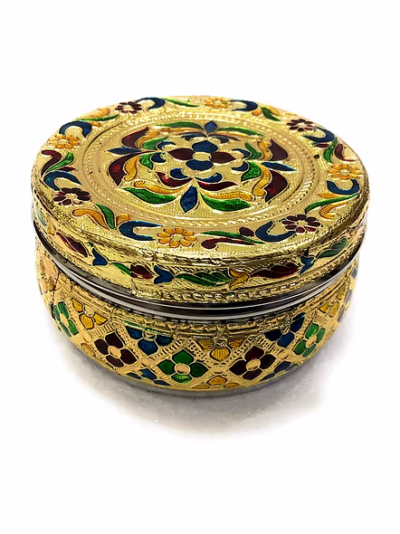 Stainless Steel Container Box Meenakari Storage Box/Chapati Box/Roti Box-1