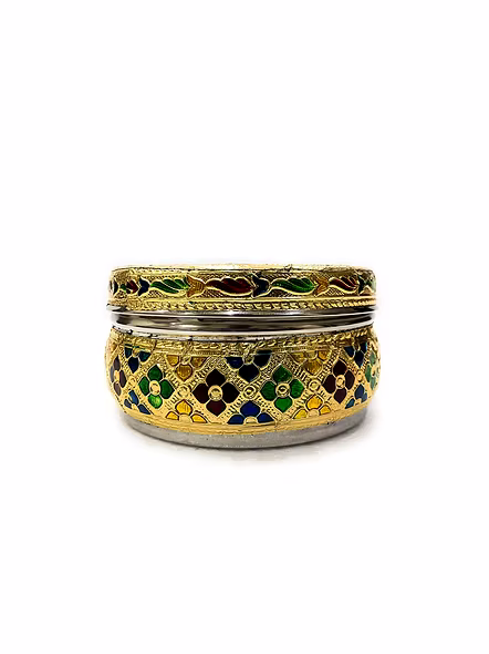 Stainless Steel Container Box Meenakari Storage Box/Chapati Box/Roti Box-2