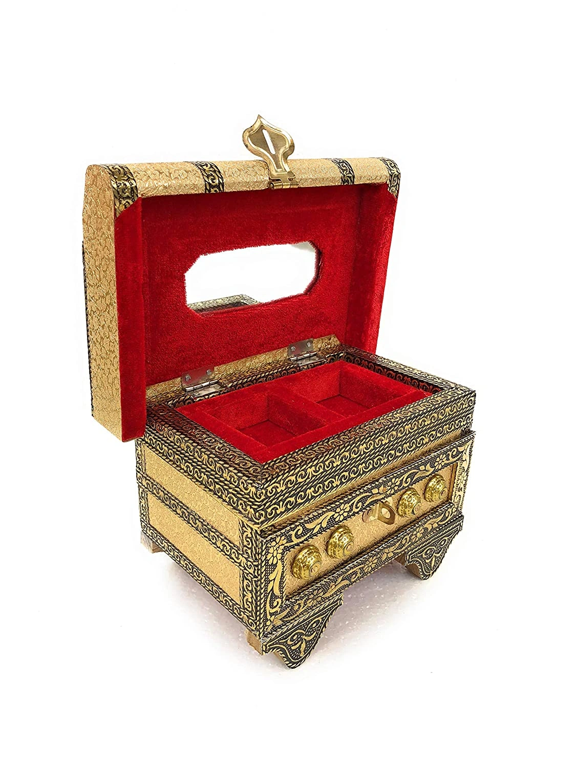 Wooden Velvet Locker Jewellery Box-2