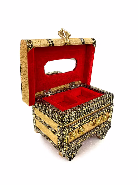 Wooden Velvet Locker Jewellery Box-2