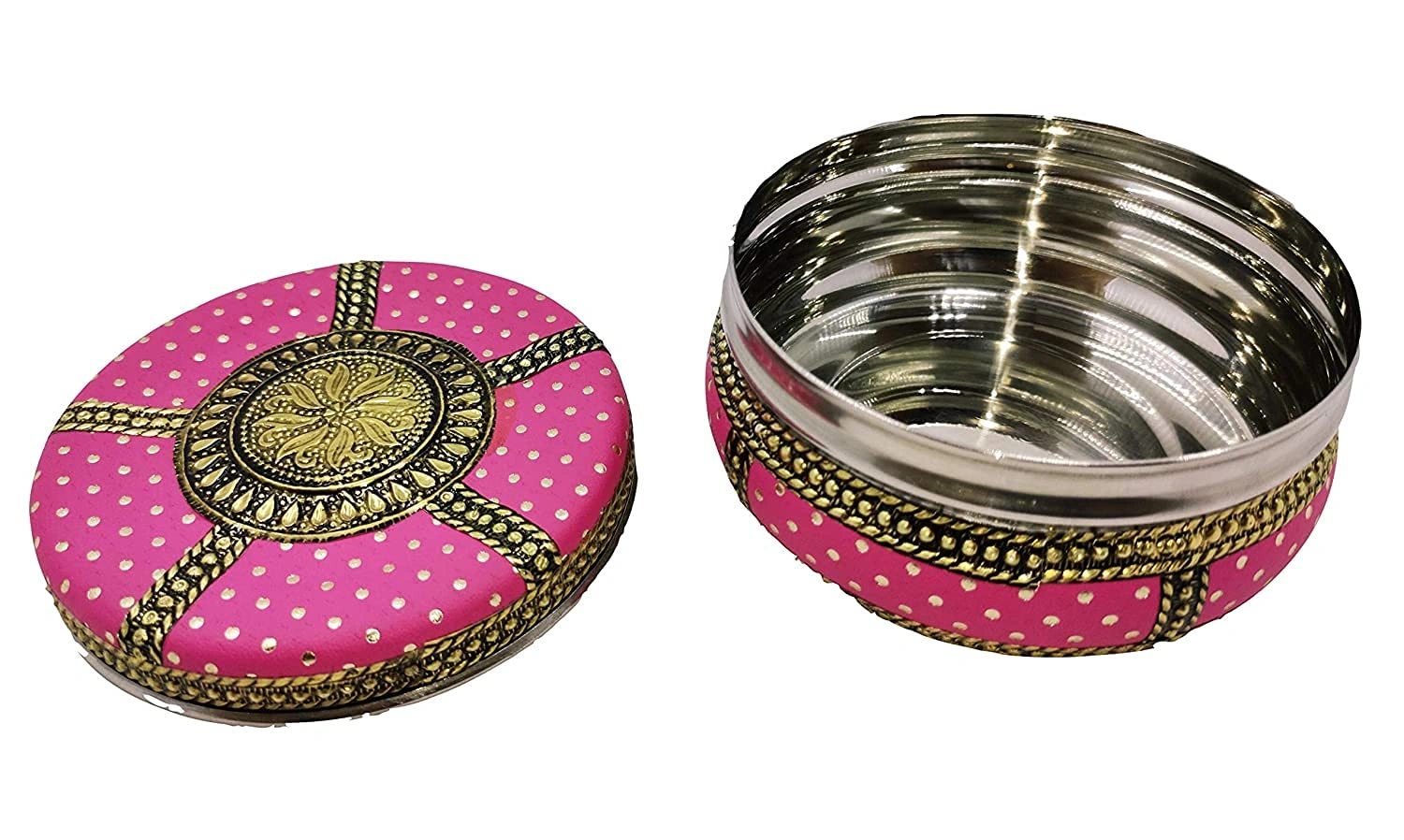 Stainless Steel Jar with Lid for Candy Box, Dry Fruit Box For Kitchen Storage Home Décor Gift Handicraft Pink 300 ml-1