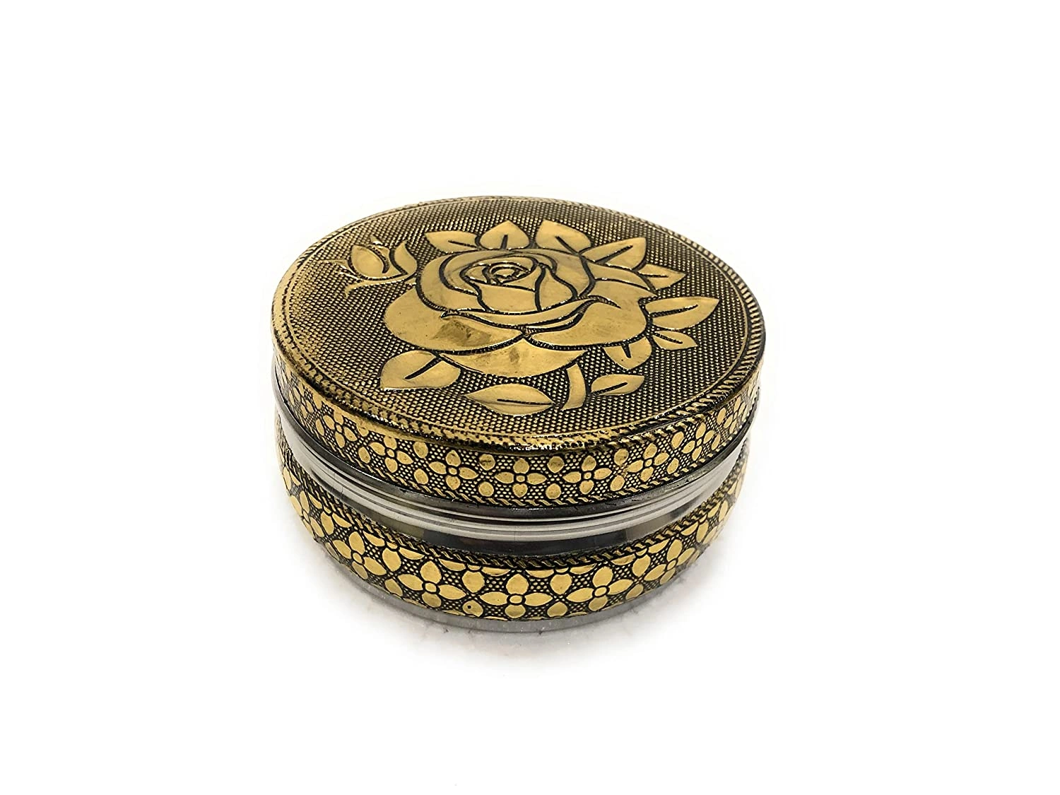 Steel Dabba Golden Container Storage Box Handicraft (Pack Of 1) - 250 ml Steel Utility Container (Gold)-ROSEDABI