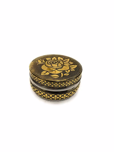 Steel Dabba Golden Container Storage Box Handicraft (Pack Of 1) - 250 ml Steel Utility Container (Gold)-ROSEDABI