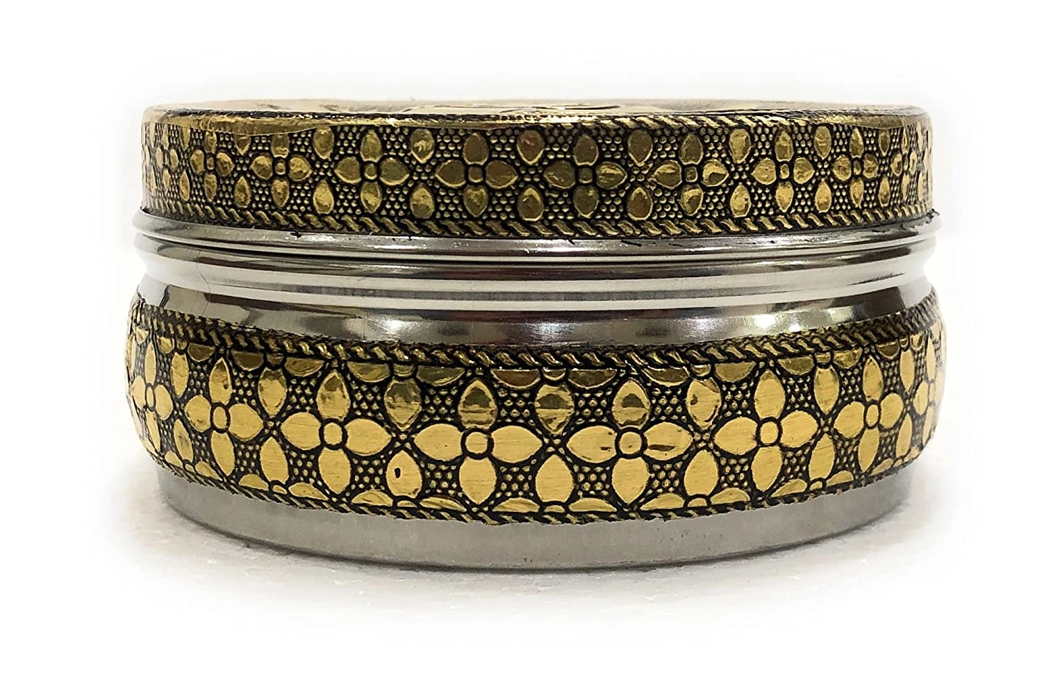 Steel Dabba Golden Container Storage Box Handicraft (Pack Of 1) - 250 ml Steel Utility Container (Gold)-2