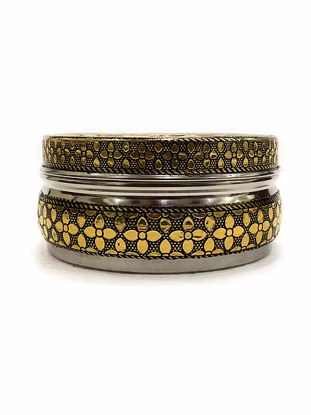 Steel Dabba Golden Container Storage Box Handicraft (Pack Of 1) - 250 ml Steel Utility Container (Gold)-2
