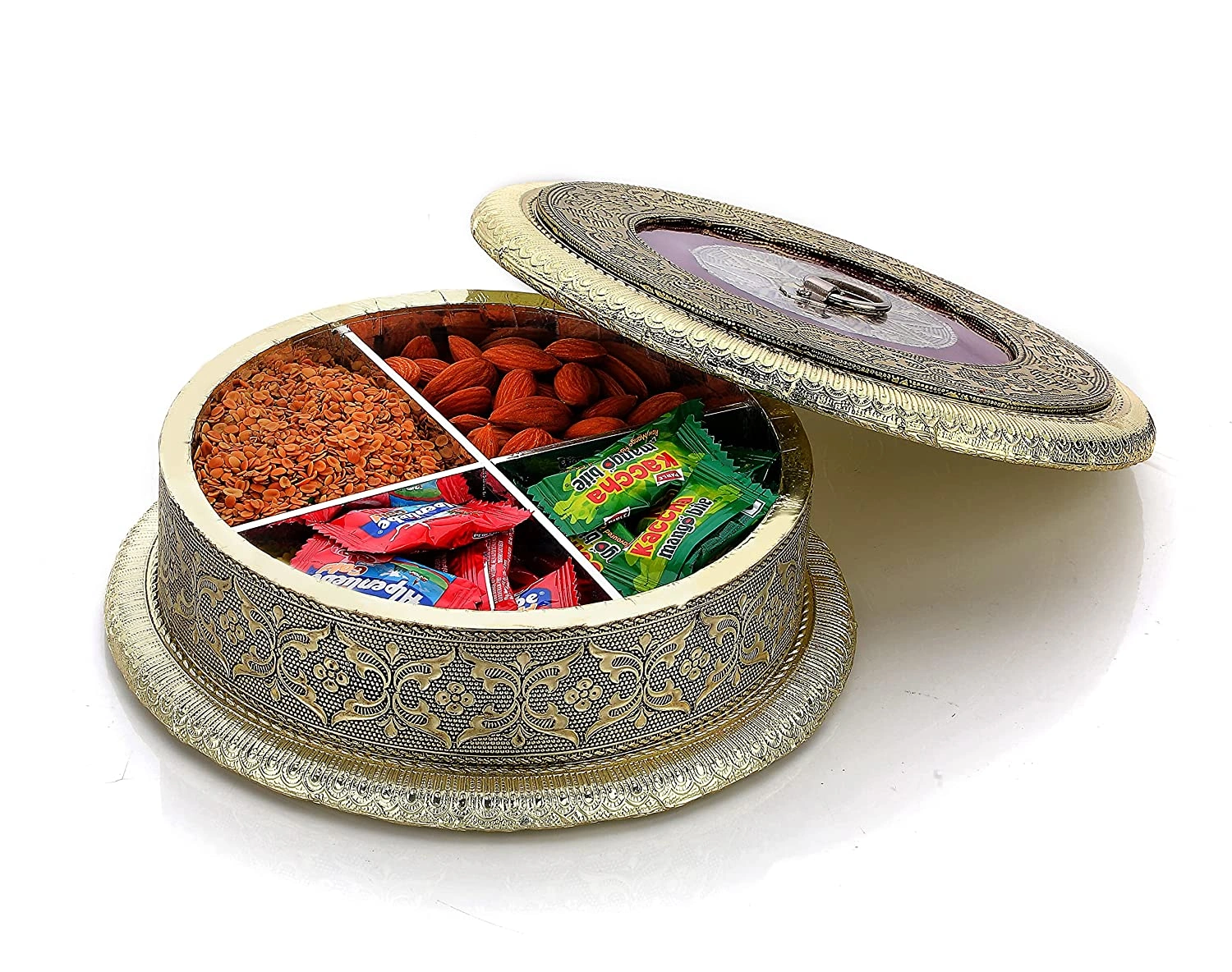 Handicraft Wooden Round Dry Fruit, Mouth Freshener Box-2