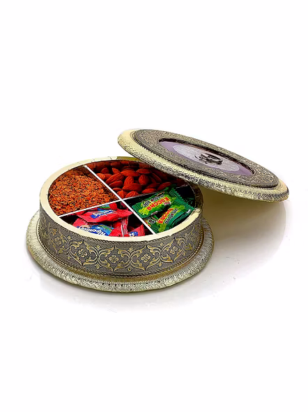 Handicraft Wooden Round Dry Fruit, Mouth Freshener Box-2