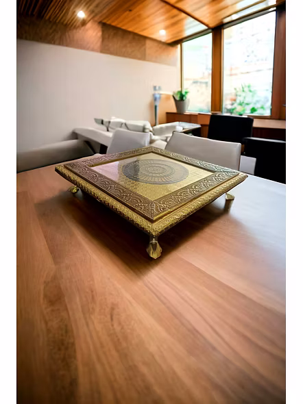 Minakari Pooja Chowki | Wooden Bajot 10 X 10-BAJOT1010ASHVIN