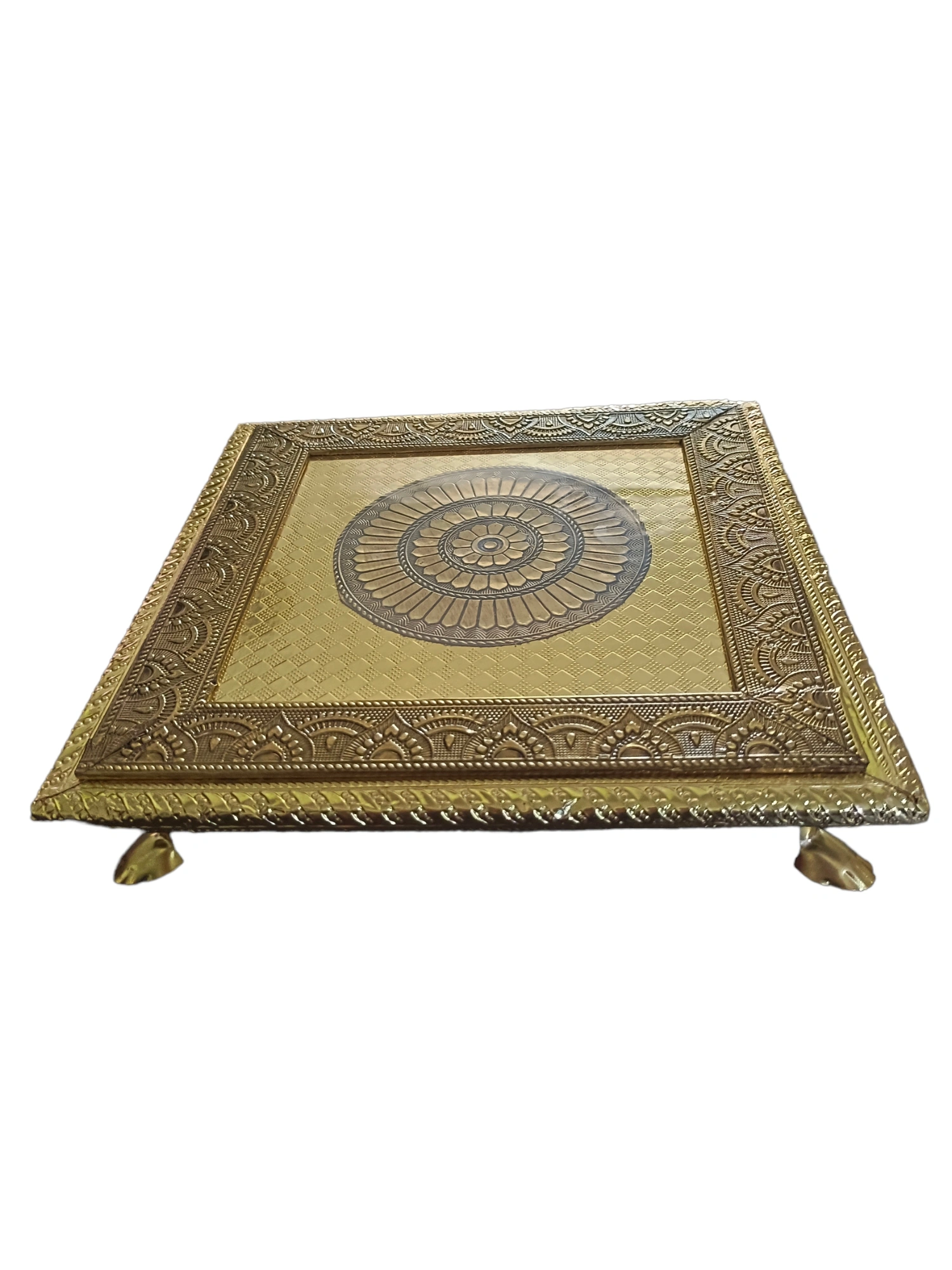 Minakari Pooja Chowki | Wooden Bajot 10 X 10-2