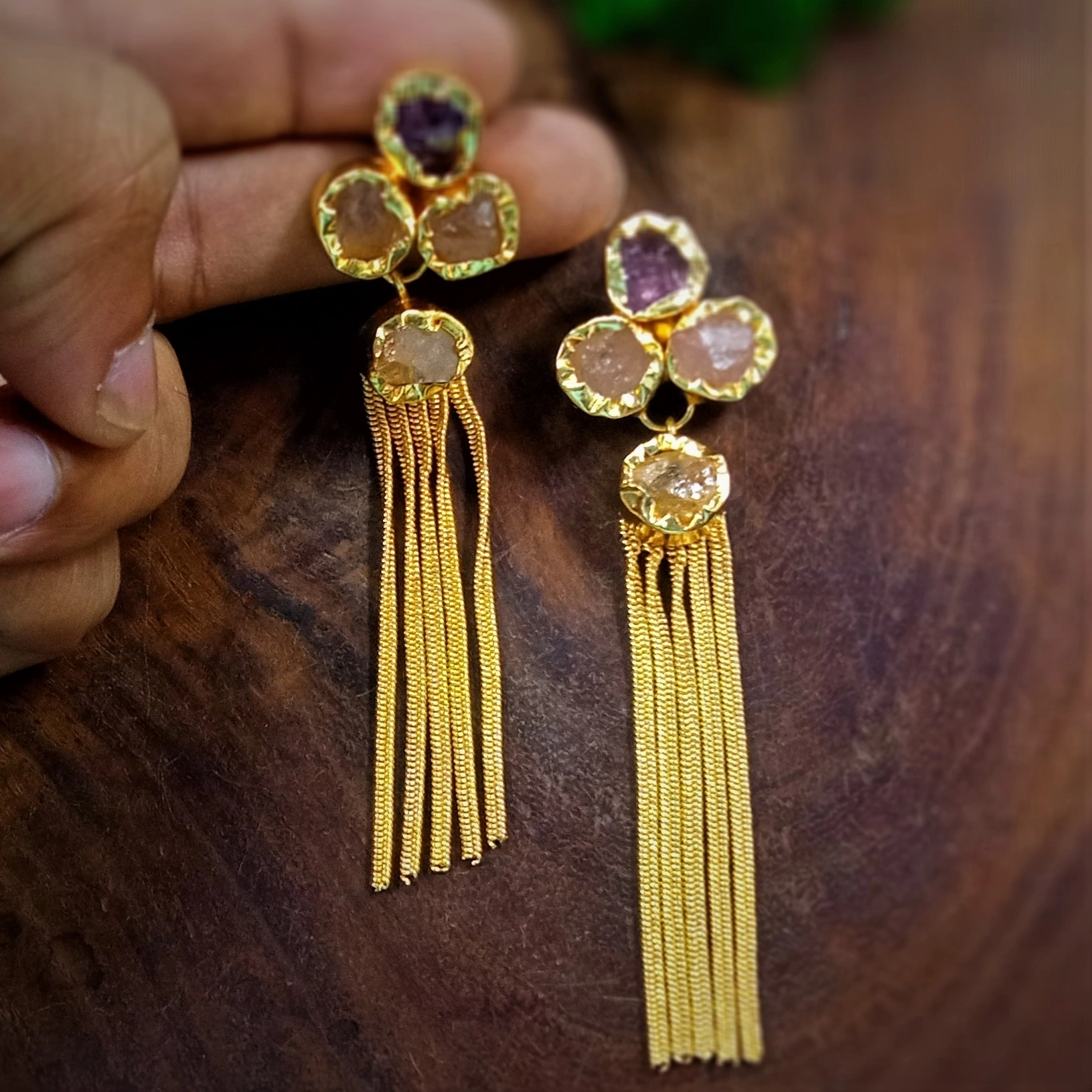 NATURAL STONE EARRINGS-12514460