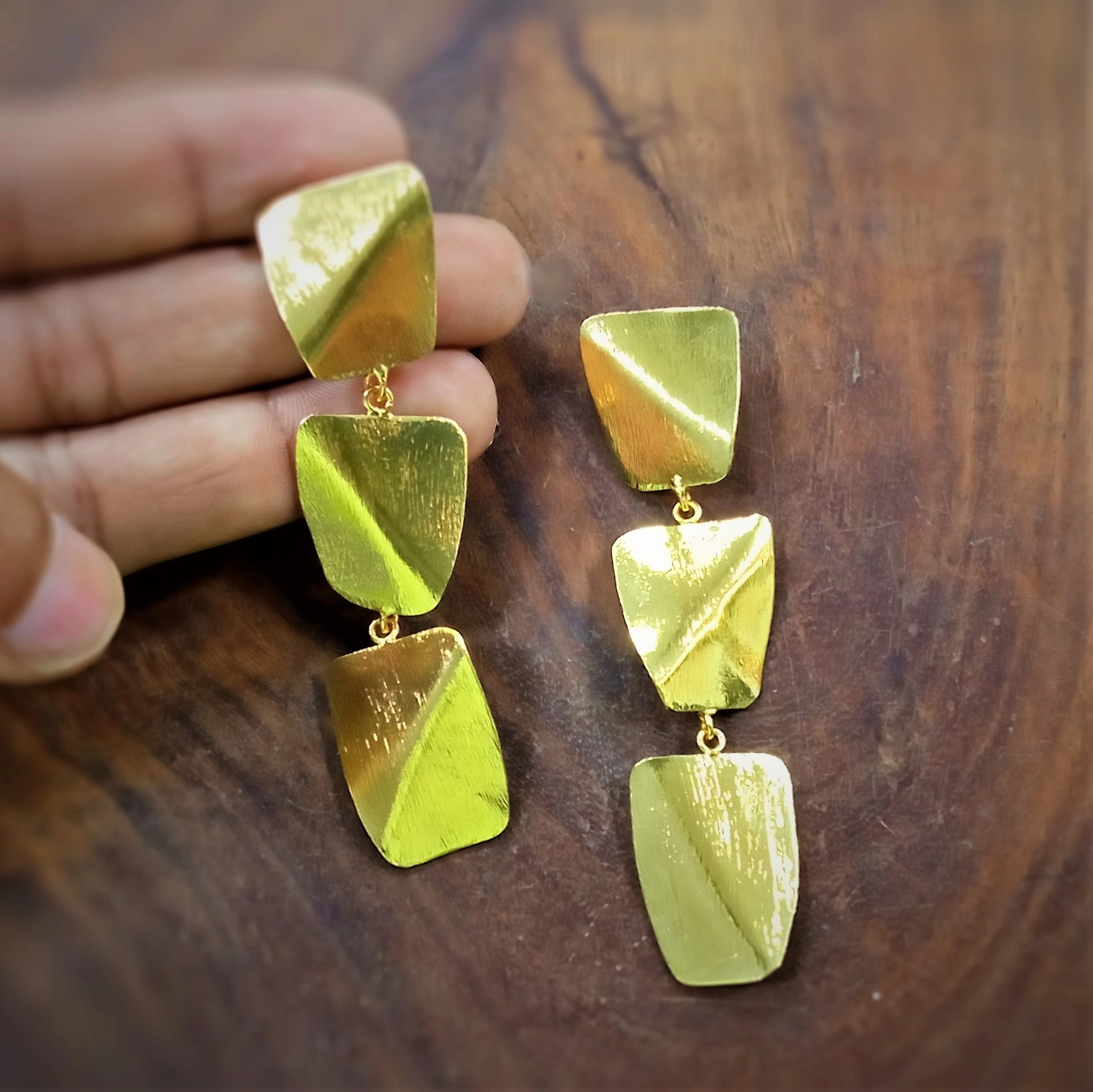 HANDMADE GOLD PLATED BRASS EARRINGS-1