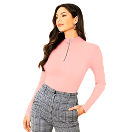 atachi designer mock neck with stylish zip