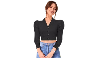 Atachi Black Knitting Solid Top For Women