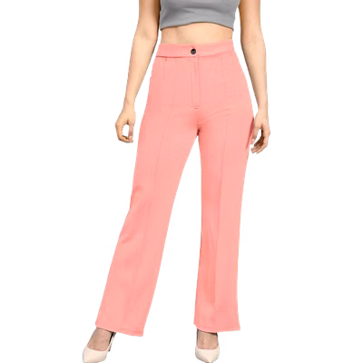 atachi women regular fit pink polyester trousers