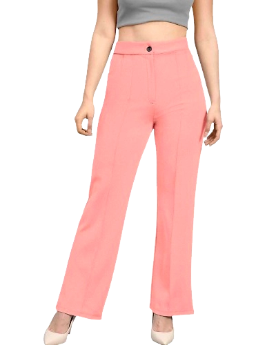 Atachi Women Regular Fit Pink Polyester Trousers-12547196