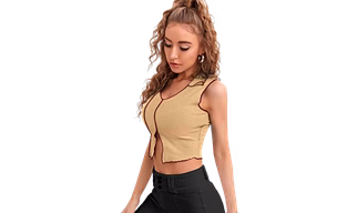 V-neck Sleeveless Ladies Crop T Shirt