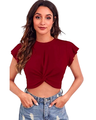 Casual Regular Sleeves Solid Women Pink Top-1