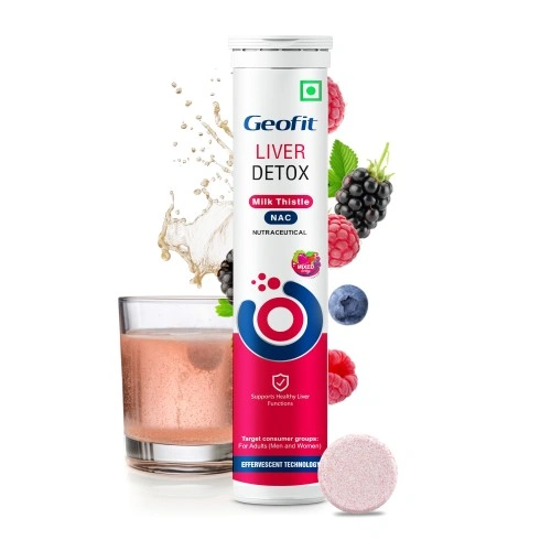 Geofit Liver Detox Effervescent Tablets With Milk Thistle | Mixed Berry Flavour | Supports Healthy L-12514875