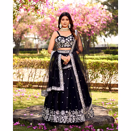 flaher embroidered thread work ready to wear lehenga & blouse with dupatta