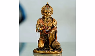 Sitting Lord Hanuman Giving Blessings Bronze Sculpture Lord ram Devotee,God of Strength and Power Reverence Personified in Hanuman with gada
