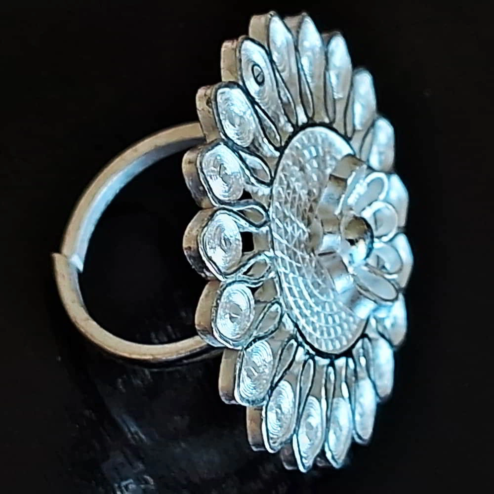 Odisha's finest Silver Filigree adjustable big Ring-GONASIKA1