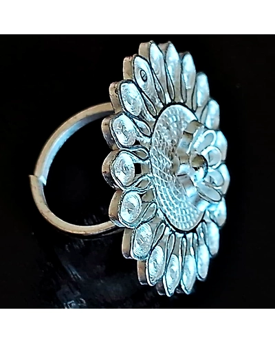 Odisha's finest Silver Filigree adjustable big Ring-GONASIKA1