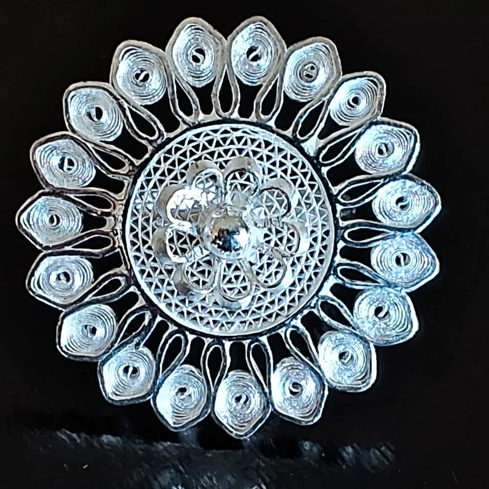 Odisha's finest Silver Filigree adjustable big Ring-1