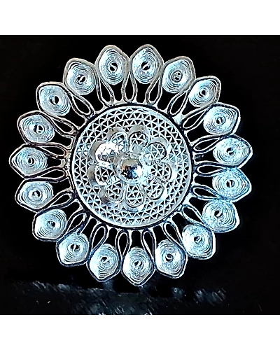 Odisha's finest Silver Filigree adjustable big Ring-1