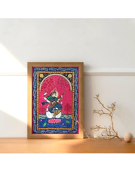 Pattachitra Finest Painting of Goddess Saraswati with bina