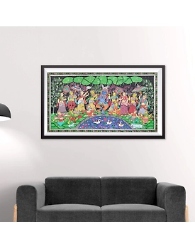 Krishna Rasa Leela dancing with Gopis' Painting on Patta Odisha's finest