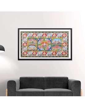 Patta Painting of Shree Krishna and Ganesha