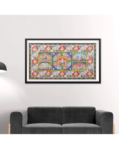 Patta Painting of Shree Krishna and Ganesha-12665109