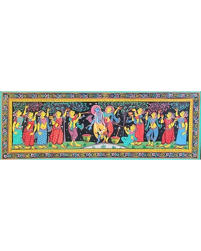 Krishna Rasaleela Patta Tussar Painting-1