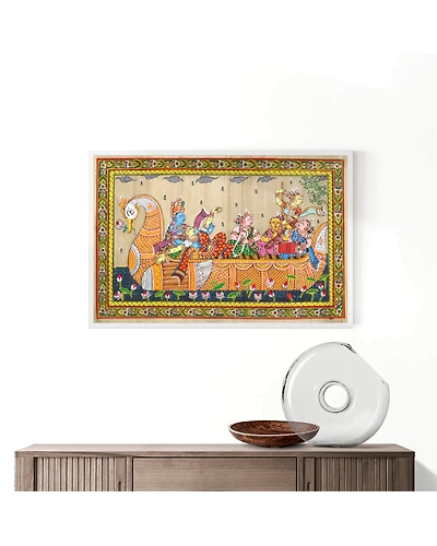 Lord Krishna with Gopi NabaKeli Patta Tussar Painting-12665287