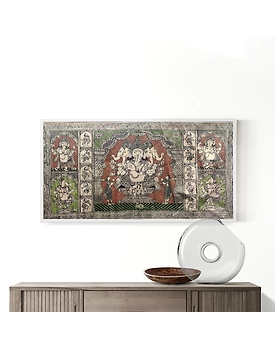 Panchmukhi Ganesha Patta Tussar Painting