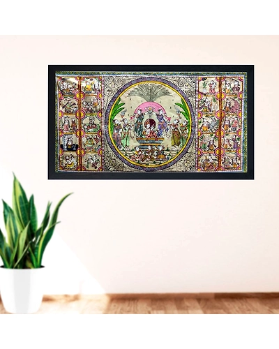 Beautiful Vastu compliant Krishna Leela Patta Tussar Painting-12665309