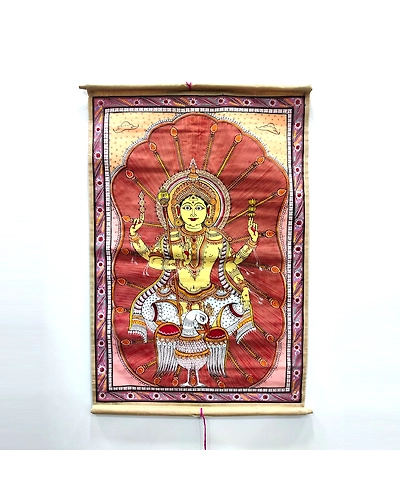 Lord Kartikeya Patta Tussar Painting-2