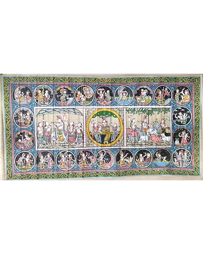 Krishna Dashavtar Tussar Pattachitra Painting-1
