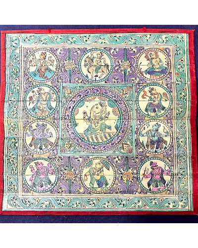 Palm Leaf Paintings Engraving of Krishna Rasleela and Vishnu Dashavatara-2